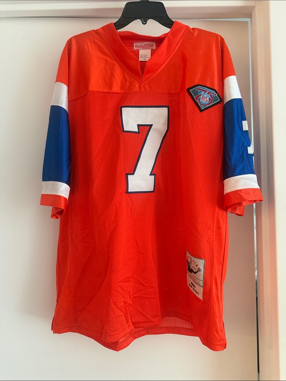 Mitchell & Ness Orange Blue White #7 Football Jersey
